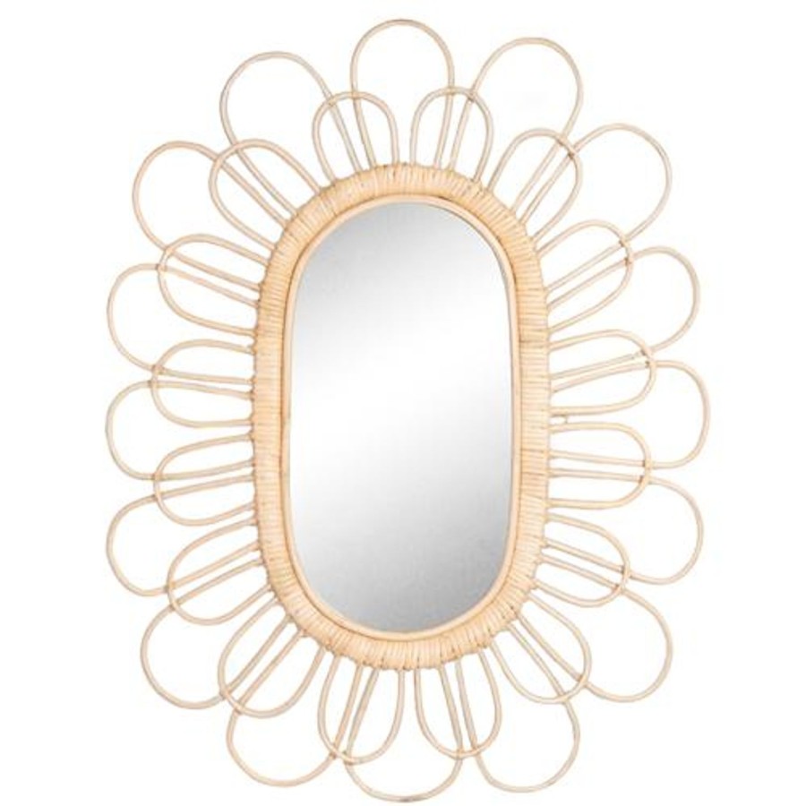 Homewares DWBH | Oval Rattan Flower Mirror