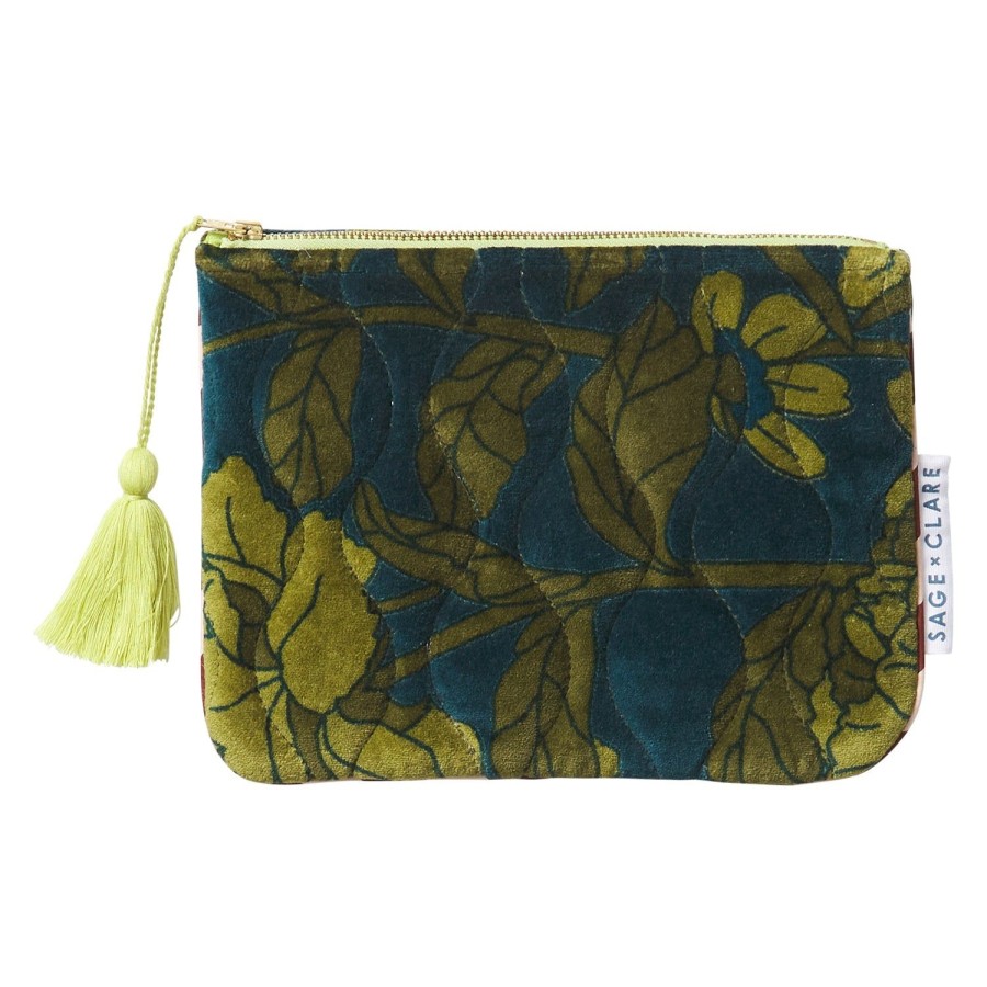 Accessories Sage and Clare | Sage X Clare-Bernanda Velvet Pouch-Peacock