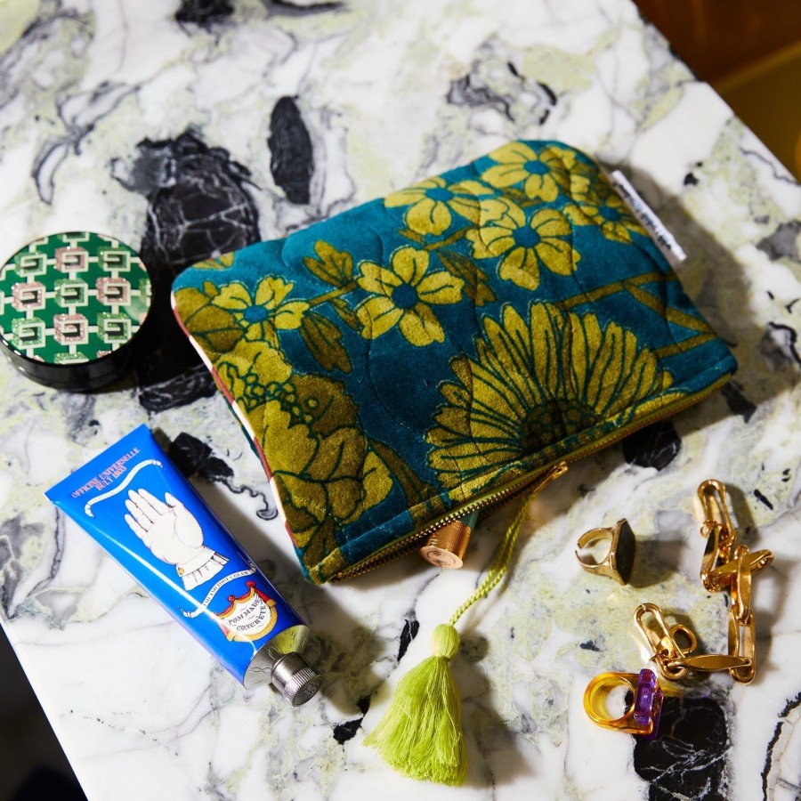 Accessories Sage and Clare | Sage X Clare-Bernanda Velvet Pouch-Peacock