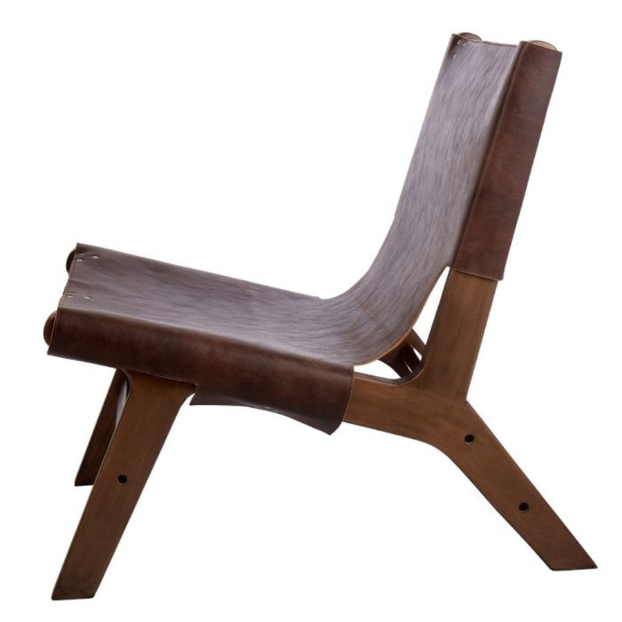 Furniture Amalfi | Brown Leather Chair-Walnut