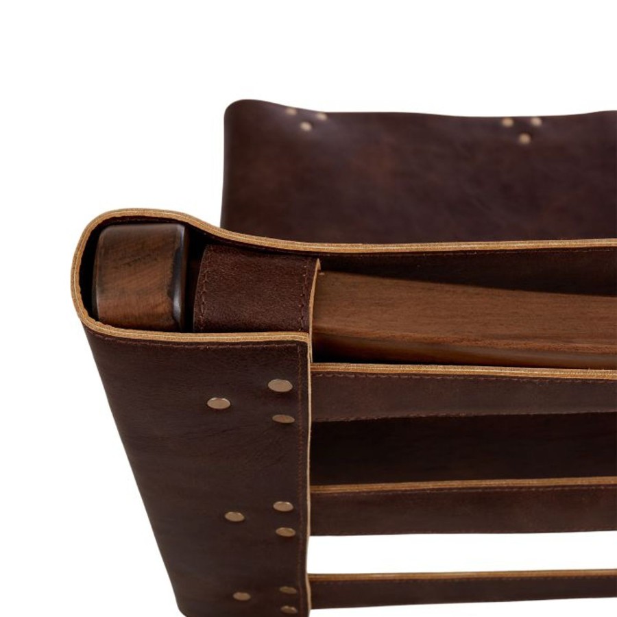 Furniture Amalfi | Brown Leather Chair-Walnut