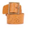 Accessories Taboo | Scroll Hand Tooled Belt Wide Bronze T-Bar Buckle