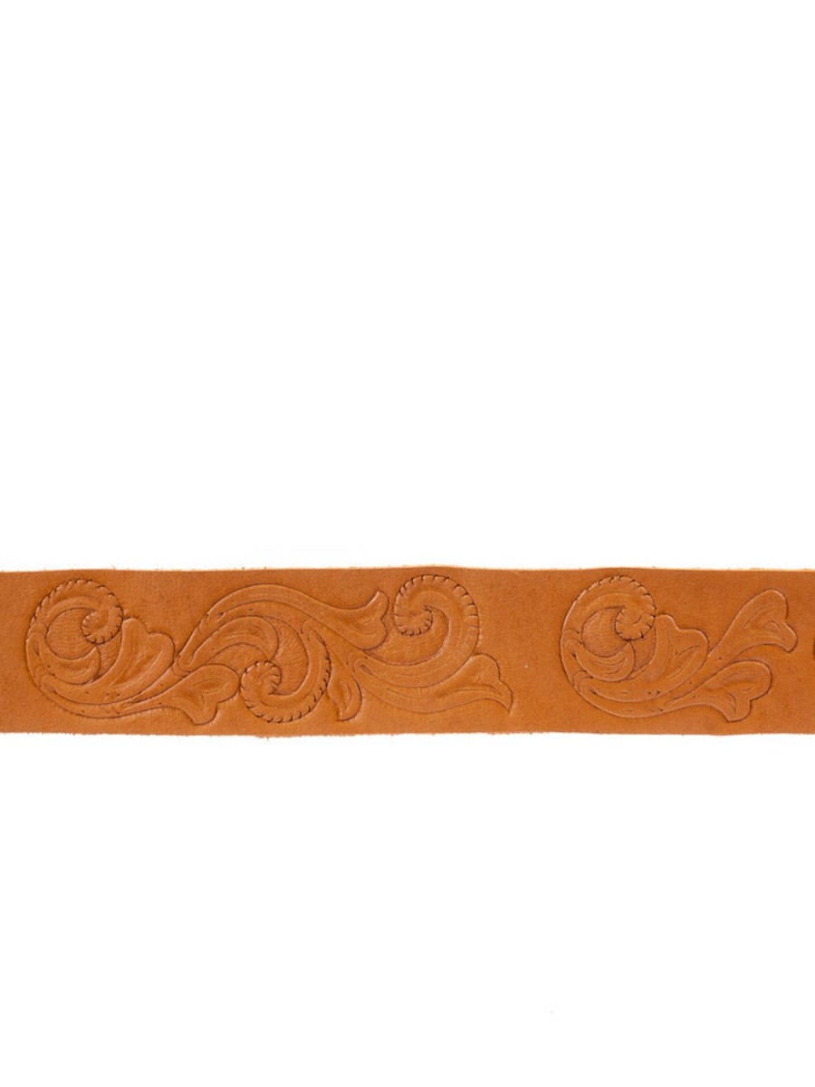 Accessories Taboo | Scroll Hand Tooled Belt Wide Bronze T-Bar Buckle