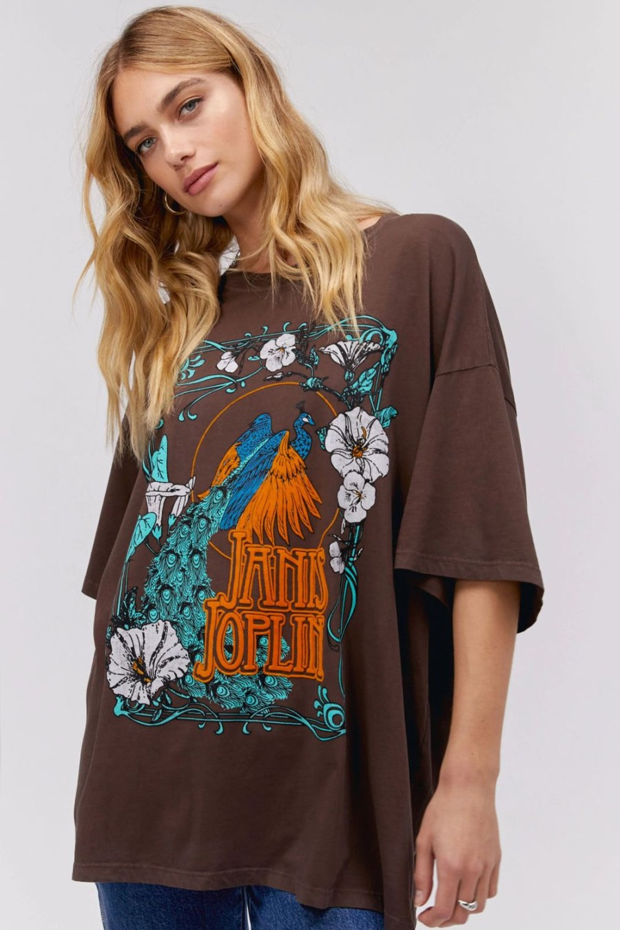 Clothing & Accessories Daydreamer LA | Daydreamer La-Janis Joplin Floral Peacock Tee-O/S