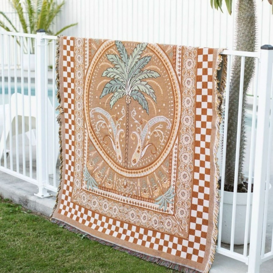 Homewares Holliday Home | Holliday Home-Copacabana Woven Picnic Rug / Throw-Tan