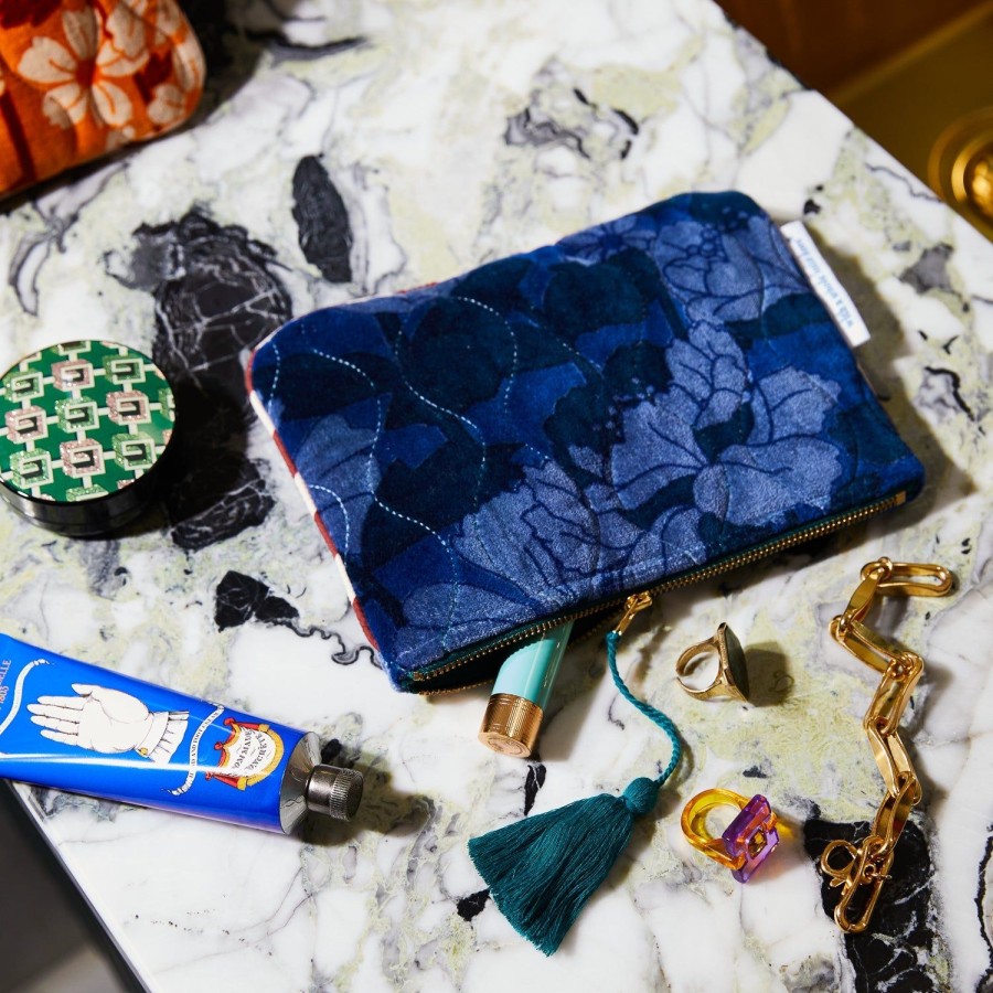 Accessories Sage and Clare | Sage X Clare-Bernanda Velvet Pouch-Lapis