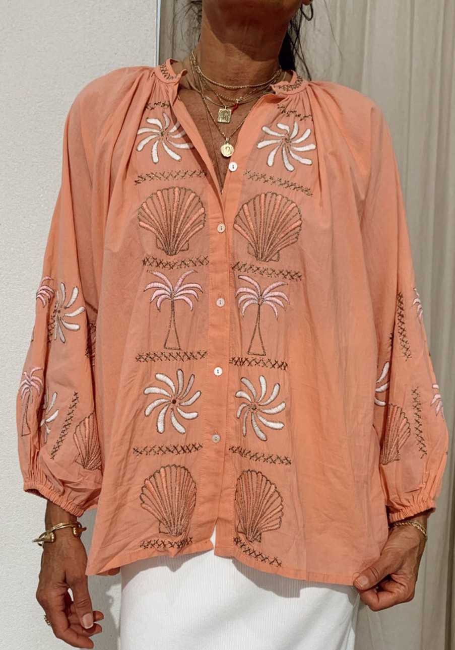 Clothing & Accessories Isla Sol | Isla Sol-Tropis Beach Blouse-Peach