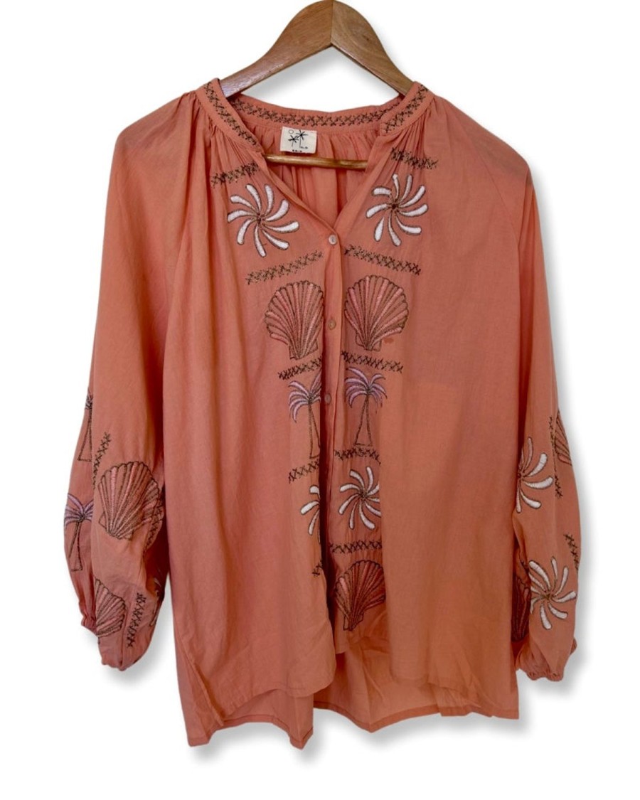 Clothing & Accessories Isla Sol | Isla Sol-Tropis Beach Blouse-Peach