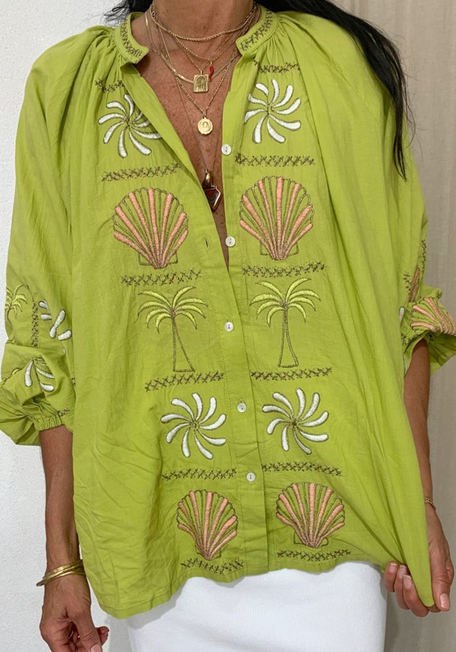 Clothing & Accessories Isla Sol | Isla Sol-Tropis Beach Blouse-Lime