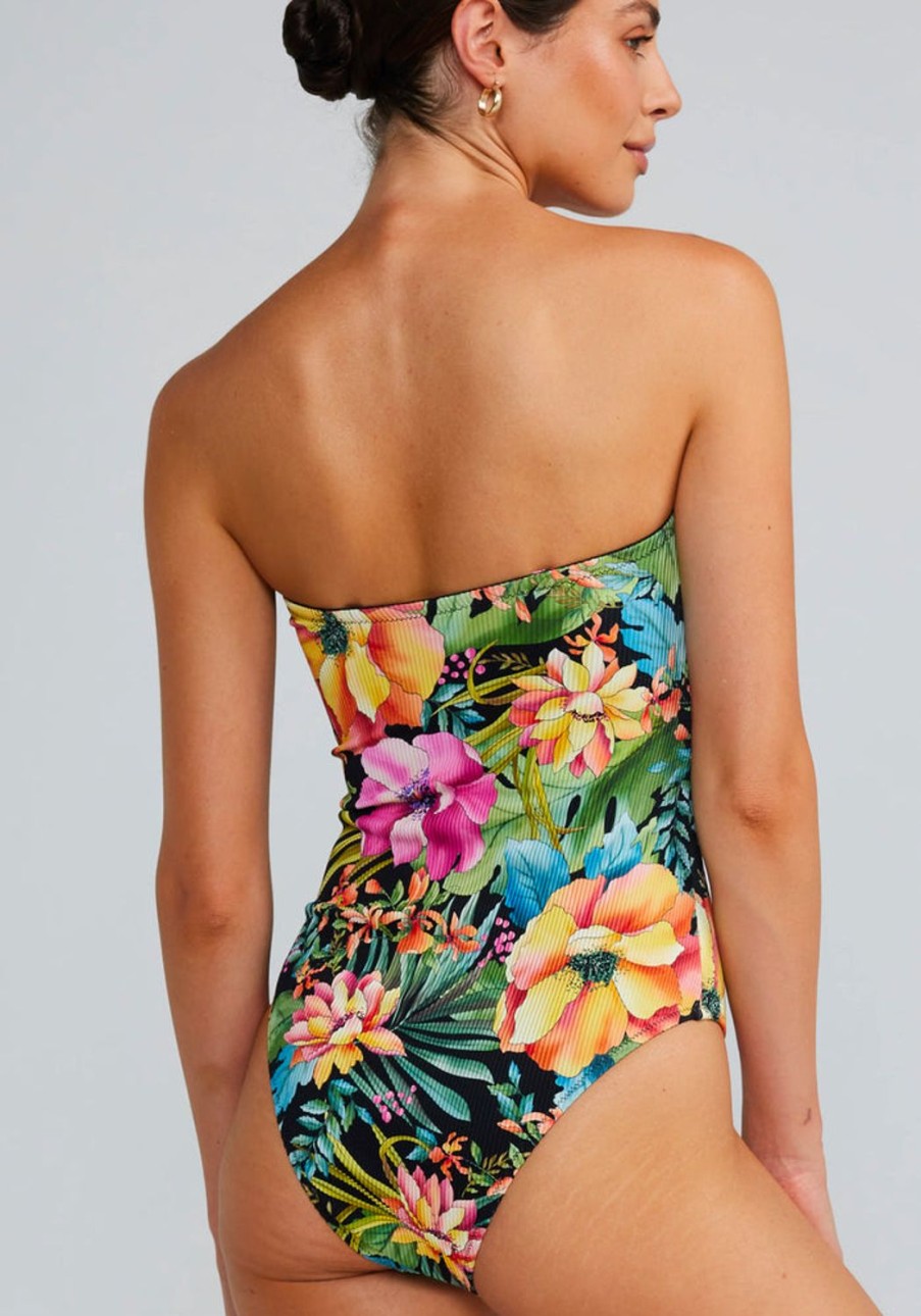 Clothing & Accessories Poolside Paradiso | Poolside Paradiso-Lush Tropics Bandeau One Piece