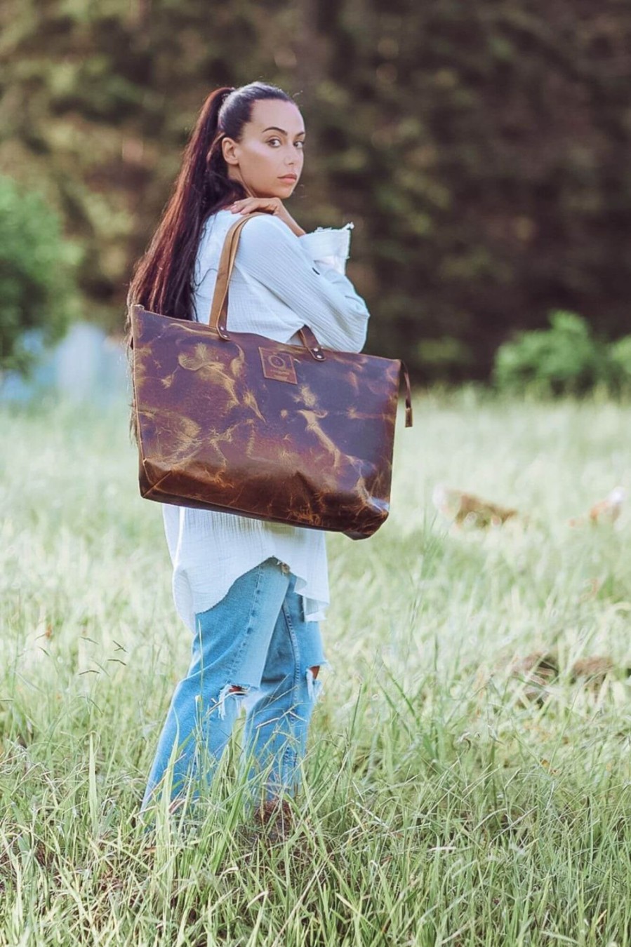 Accessories Aurelius Leather | Lucia Antique Brown Hard Wax Tote Bag