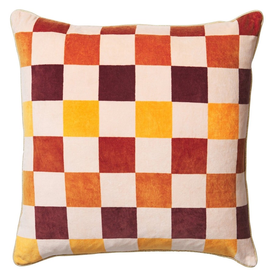 Homewares Sage and Clare | Sage X Clare-Damas Checkerboard Cushion-Mocha