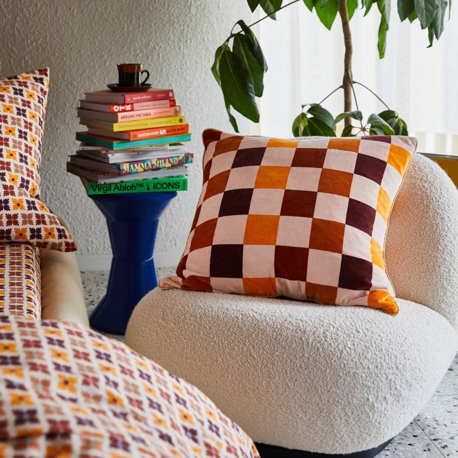 Homewares Sage and Clare | Sage X Clare-Damas Checkerboard Cushion-Mocha